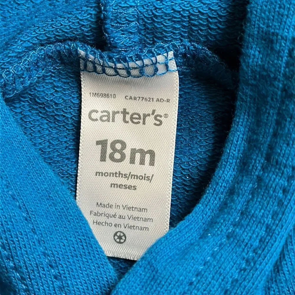 Carters sweatshirt 18 months hoodie Blue Dino Hooded Sweatshirt cotton spring